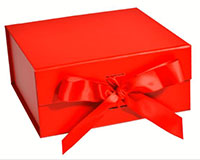 Matte Red Magnetic Closure Collapsible Gift Boxes with Attached Ribbon - 3