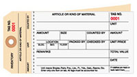 2 Part Stub Style Plain Carbonless Inventory Tags