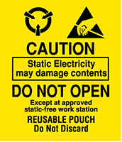 3 x 3.5 Inch (in) Size Anti-Static Caution Label