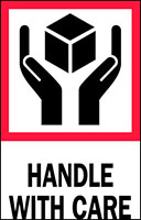 3 x 4 Inch (in) Size Red, White, and Black International Safe Handling Label (ZZ-DL4160)