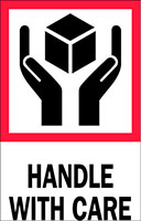 4 x 6 Inch (in) Size Red, White, and Black International Safe Handling Label (ZZ-DL4170)