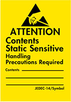 1 x 1.5 Inch (in) Size Anti-Static Caution Label
