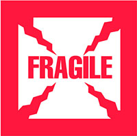 6 x 6 Inch (in) Size Fragile Shipping Label