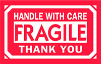 2 x 3 Inch (in) Size Fragile Shipping Label (ZZ-DT-DL1260)