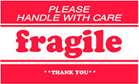 2 x 3 Inch (in) Size Fragile Shipping Label (ZZ-DT-DL1271)