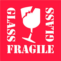 4 x 4 Inch (in) Size Fragile Glass Shipping Label