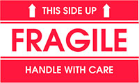 2 x 3 Inch (in) Size Fragile Shipping Label (ZZ-DT-DL1521)