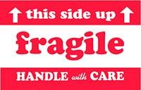 2 x 3 Inch (in) Size Fragile Shipping Label (ZZ-DT-DL1530)