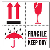 4 x 4 Inch (in) Size Red, White, and Black International Safe Handling Label (ZZ-IPM-317)