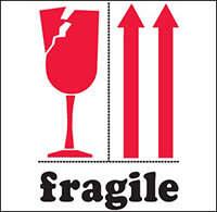 3 x 4 Inch (in) Size Red, White, and Black International Safe Handling Label (ZZ-IPM319)