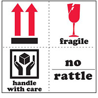 4 x 4 Inch (in) Size Red, White, and Black International Safe Handling Label (ZZ-IPM323)