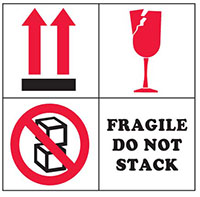 4 x 4 Inch (in) Size Red, White, and Black International Safe Handling Label (ZZ-IPM328)