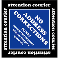 4 x 4 Inch (in) Size Blue and Black Shipping Label