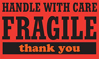3 x 4 Inch (in) Size Fragile Shipping Label (ZZ-SCL-533)