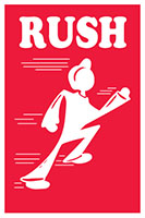 4 x 6 Inch (in) Size Red Color Rush Shipping Label