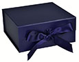 Matte Navy Magnetic Closure Collapsible Gift Boxes with Attached Ribbon - 2