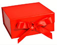 Matte Red Magnetic Closure Collapsible Gift Boxes with Attached Ribbon - 3