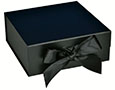 Matte Black Magnetic Closure Collapsible Gift Boxes with Attached Ribbon - 4